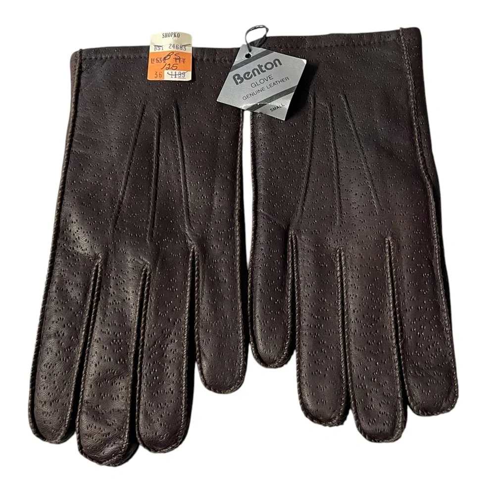 Vintage Benton - Womens Leather Gloves Sherpa Lined Sz SM